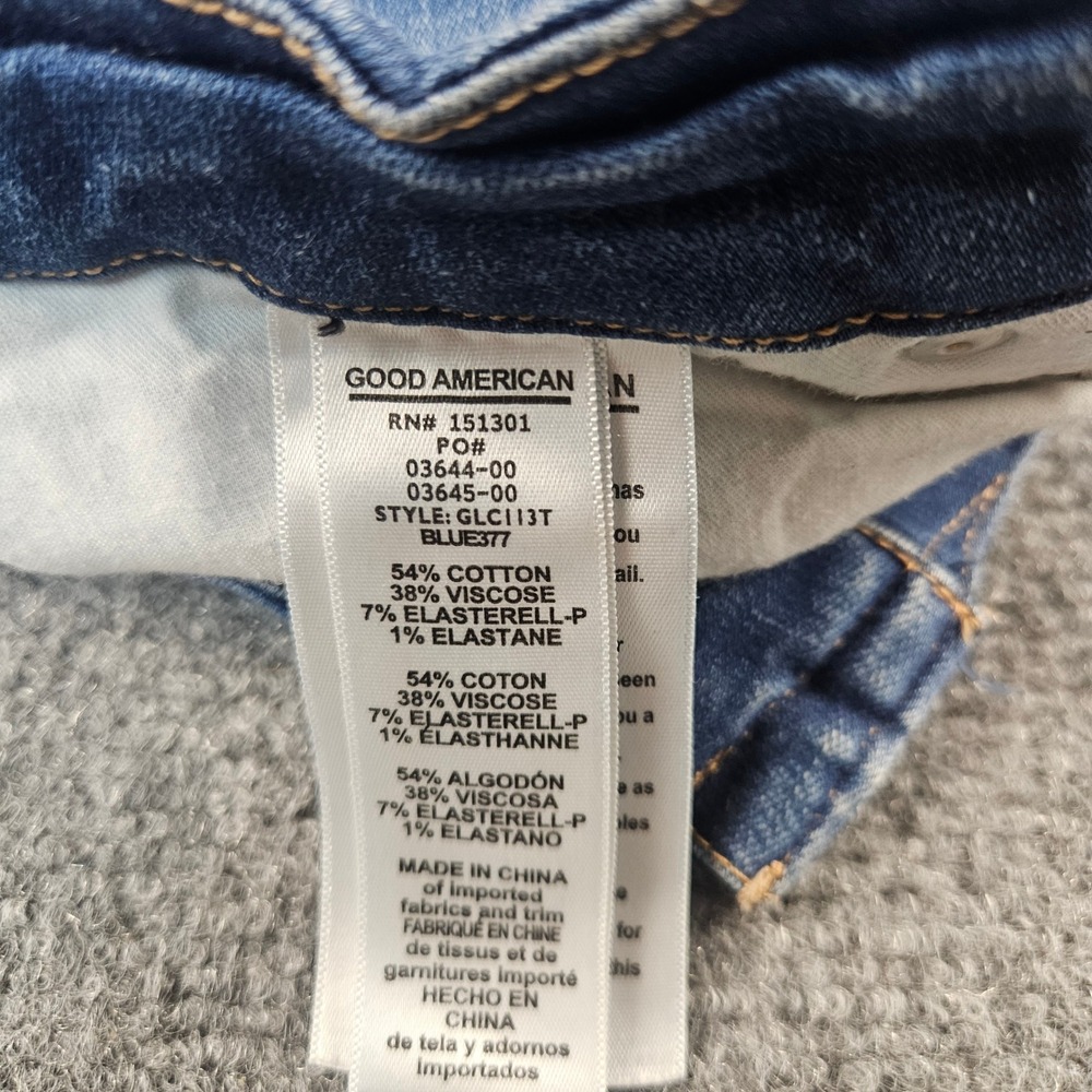 Good American Good Legs Crop Distressed Skinny Jeans Blue 8/29 GLC113T - Picture 8 of 9